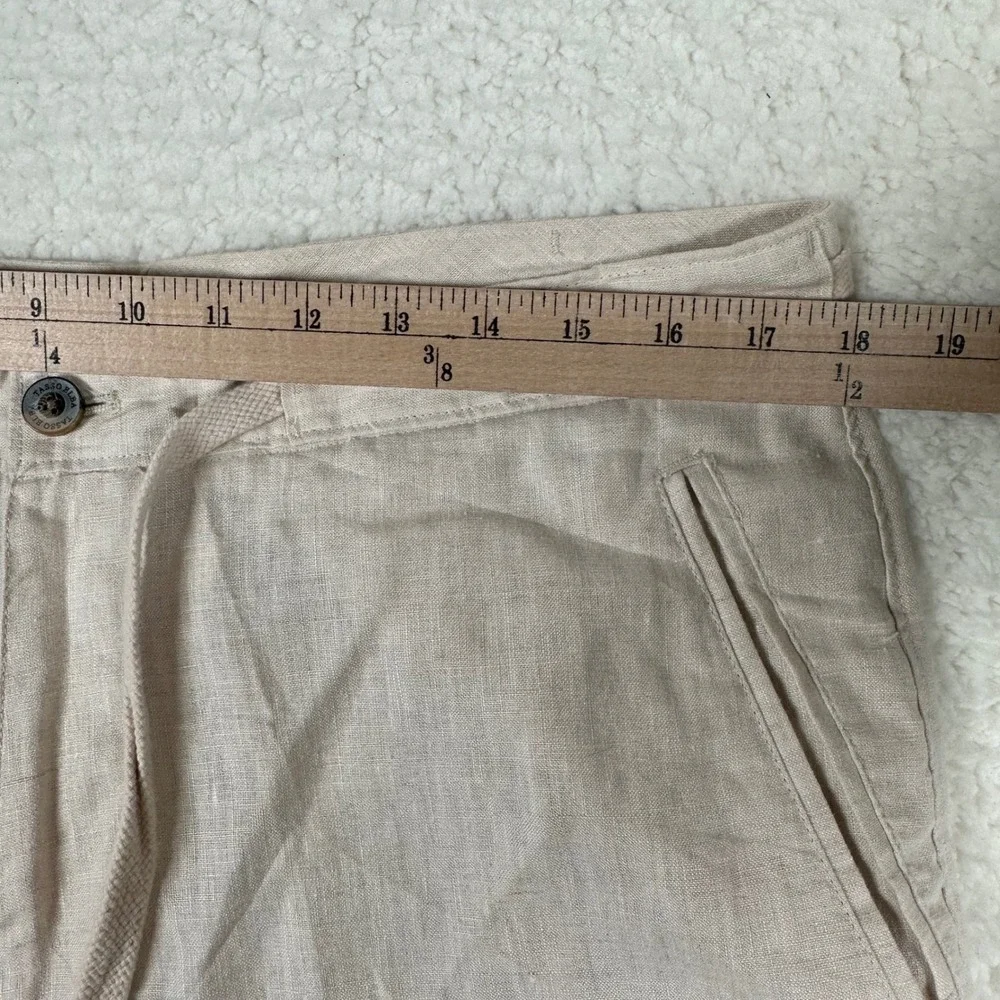 Tasso Elba Island Mens 34x30 Oatmeal Beige 100% Linen Drawstring Pants Coastal